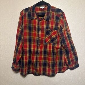 Time and Tru Orange and Yellow Plaid Shirt